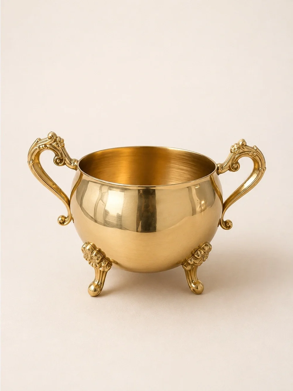 Antique Brass Coffee & Tea Set in Polished Gold Tone